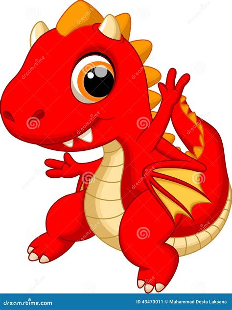 Cute baby dragon cartoon stock illustration. Illustration of head - 43473011