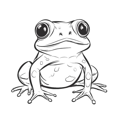 Drawing Of A Cartoon Frog Outline Sketch Vector Realistic Frog Drawing ...