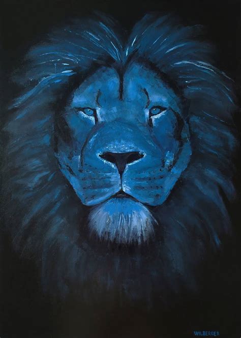 Blue Lion Painting by Yulia Wilberger | Saatchi Art