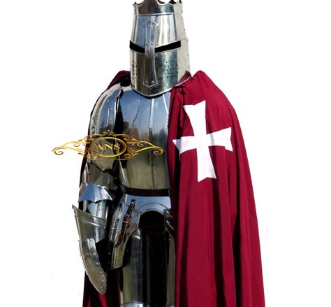 Medieval Templar Knight Full suit Of Armour Wearable Halloween Larp Costume - Armor & Shields