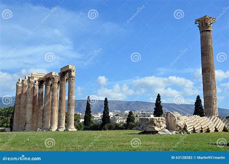 Ruins of Temple of Zeus in Athens Greece Photography Stock Photo ...