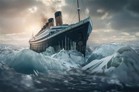 Titanic Ship Crashing into the Iceberg, Generative AI Stock ...