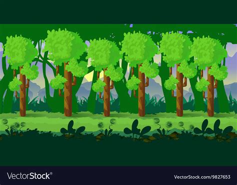 Forest game background 2d application Royalty Free Vector