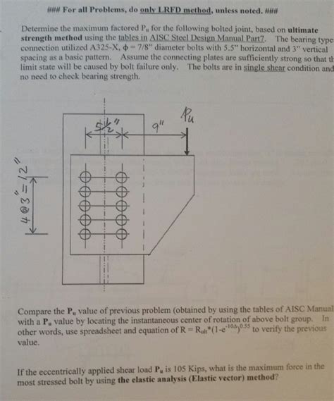 Bolted Joint Analysis Spreadsheet inside Determine The Maximum Factored ...