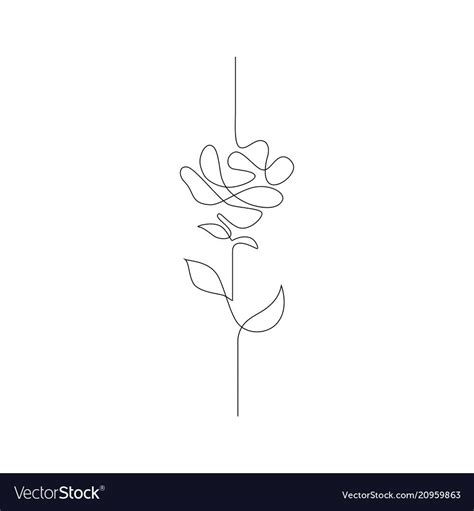 One line drawing. Continuous line flower. Hand-drawn illustration for ...