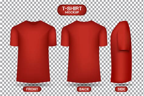 plain red t-shirt design, with front, back and side views, 3d style t ...