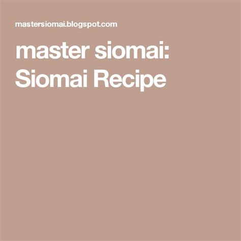 Master Siomai Recipe Book