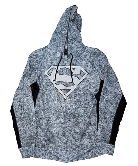 Superman Logo Black & White Graphic Zipper Hoodie - CI12MJK9IDF