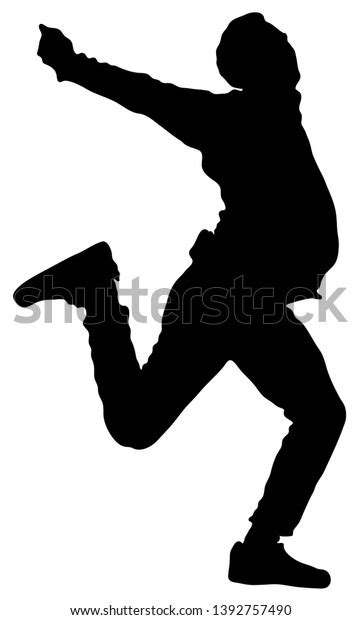 Black Silhouette Boy Cheerleader On White Stock Vector (Royalty Free ...