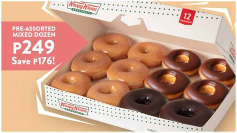 Get a dozen of Krispy Kreme donuts for ₱249 (save ₱176)