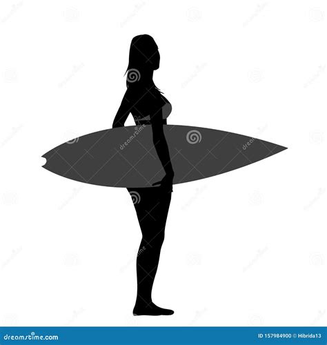 Silhouette of Beautiful Surfer Girl Stock Vector - Illustration of body, ocean: 157984900