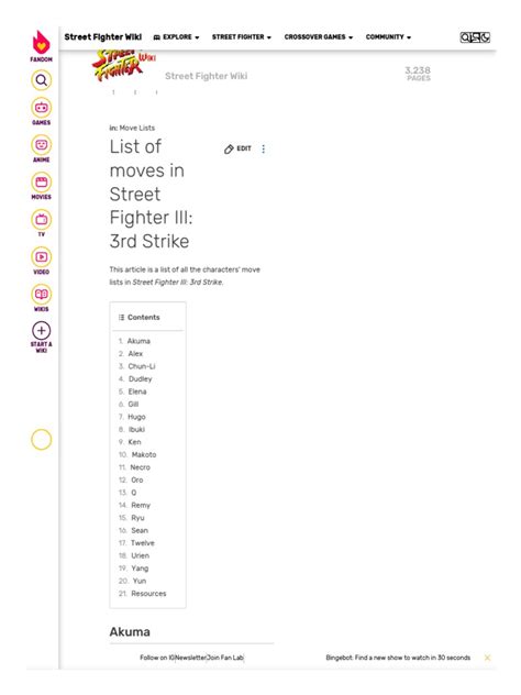 List of Moves in Street Fighter III - 3rd Strike - Street Fighter Wiki ...