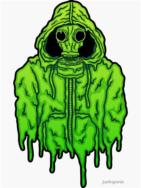 "Melting Toxic Gas Mask Guy" Sticker by justingrenie | Redbubble