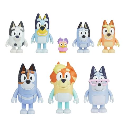 Bluey, Extended Heeler Family Pack, 2.5-3 inch Figures, Bluey, Bingo, Socks, Muffin, Uncle ...