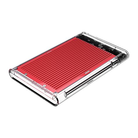 2.5 inch hard disk enclosure - transparent / aluminum - red - Orico