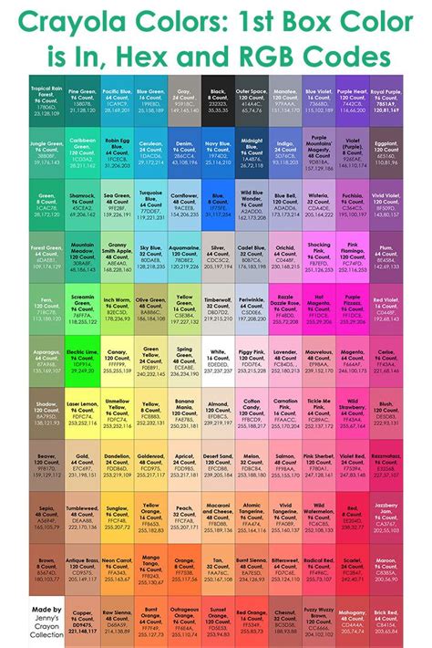 Complete List of Current Crayola Crayon Colors | Crayola crayon colors ...