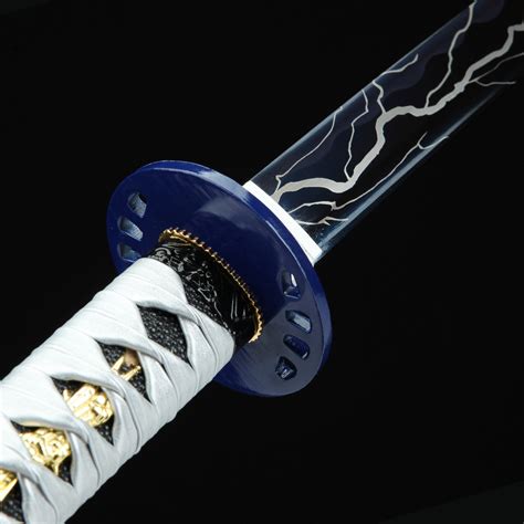 Silver Katana | Handmade Japanese Katana Sword With Blue Blade And Silver Scabbard - TrueKatana