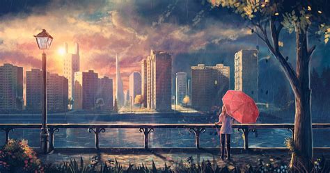 Wallpaper : sunset, city, anime 4096x2160 - lixx - 1546953 - HD ...