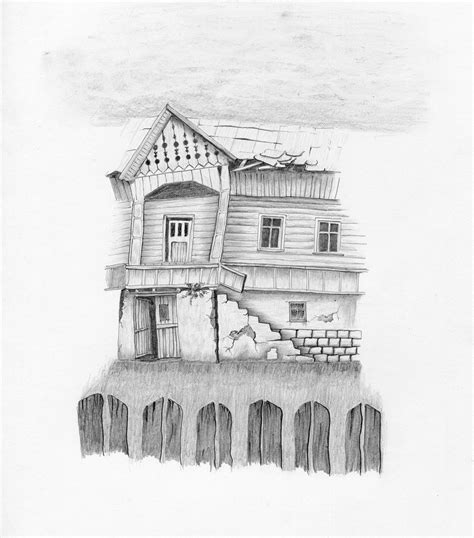 Original pencil drawing abandoned house print gift wall | Etsy