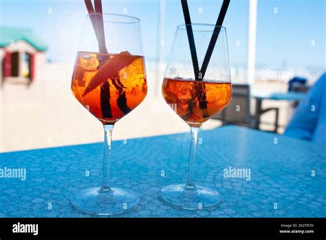 Glass of aperol spritz cocktail Stock Photo - Alamy