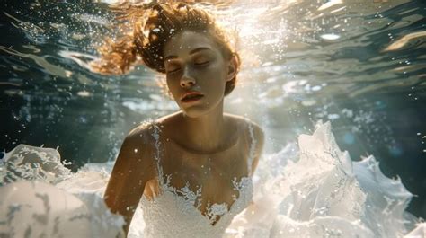 Premium Photo | Ethereal underwater wedding dress photoshoot