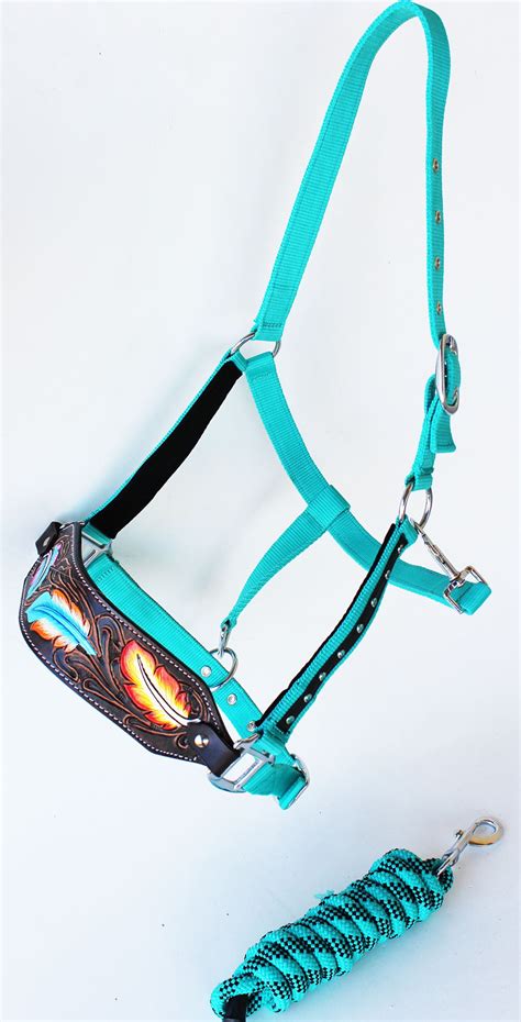 Horse Noseband Tack Bronc Leather HALTER Tiedown Lead Rope 280M12-20 - Walmart.com - Walmart.com