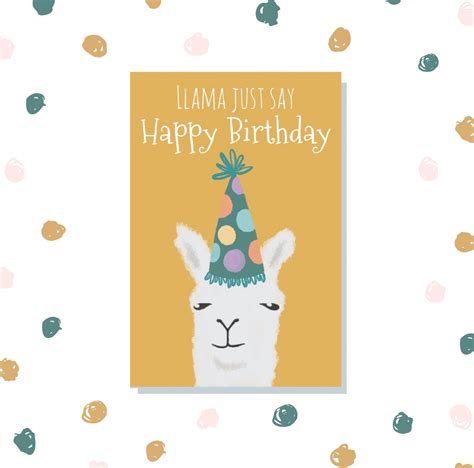 Llama Just Say Happy Birthday Greeting Card / Happy Birthday | Etsy