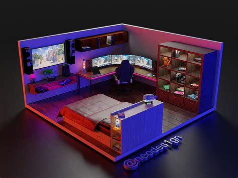 ArtStation - Room Anime Gaming Setups 3D Low Poly Models, Neo Design ...