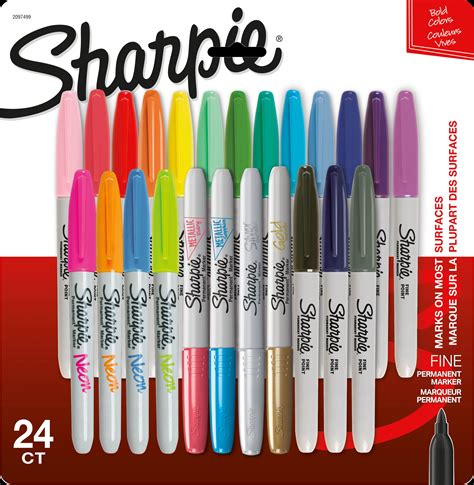 Sharpie Permanent Markers, Fine Point, Assorted Colors, 24 Count - Walmart.com