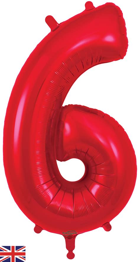 34" Number 6 Red Oaktree Foil Balloon | Bargain Balloons - Mylar ...