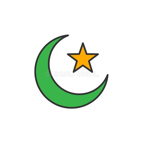 Islam Symbol. Crescent Moon and Star Stock Illustration - Illustration of islam, monoline: 137826143