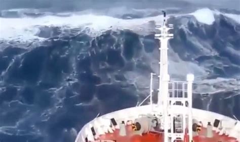 Ship slammed by monster waves in violent mega storm at sea in terrifying video | Travel News ...