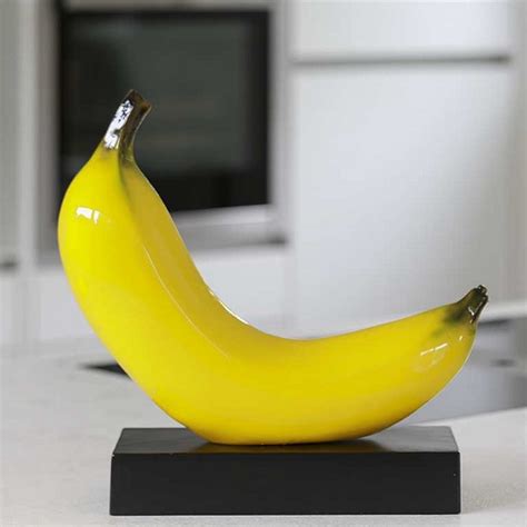 Banana Sculpture In Poly Yellow On Black Base 27338