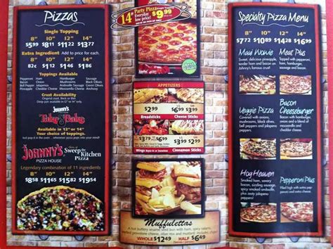 Johnny's Pizza House Menu - Urbanspoon/Zomato