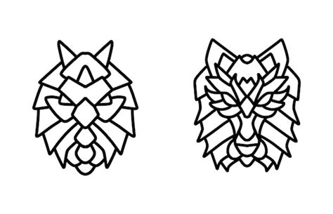 Premium Vector | Wolf line art logo illustration