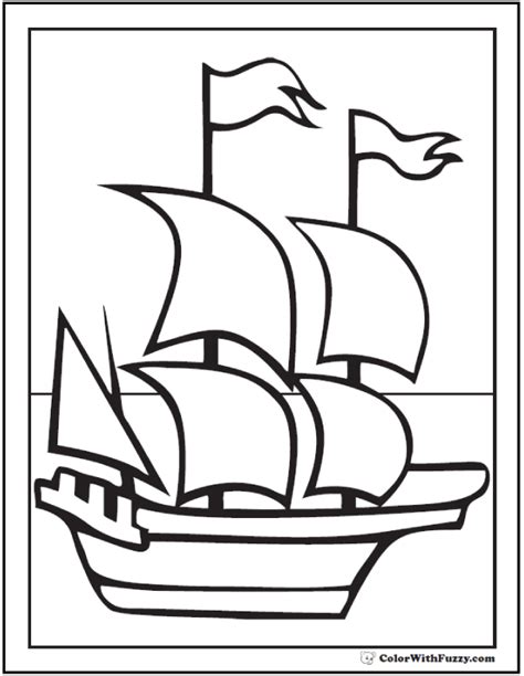 Mayflower Ship Coloring Page Printable Boat Coloring Pages Spring | The Best Porn Website