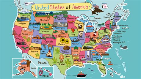 Mapa de estados unidos con dibujos – Artofit