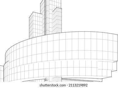 Abstract Architecture Linear Drawing Vector Illustration Stock Vector (Royalty Free) 2113219892 ...