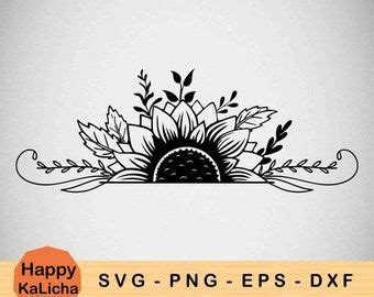 SUNFLOWER SVG Half Sunflower Svg Split Sunflower Svg - Etsy | Monogram svg, Sunflower stencil ...