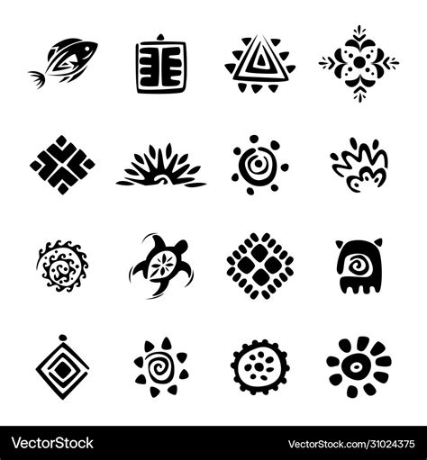 Variety hawaiian tribal symbols Royalty Free Vector Image