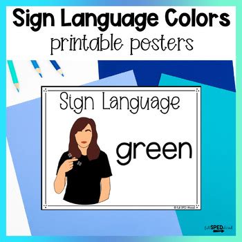 Colors Words ASL Sign Language Printable Bulletin Board Posters Lesson