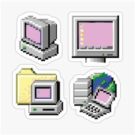 "Pink Windows 98 Desktop Icons Set" Sticker for Sale by eliza-beth ...