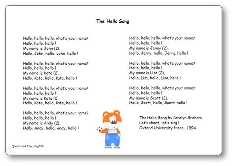 The Hello Song by Carolyn Graham - Song with Lyrics in English and in ...