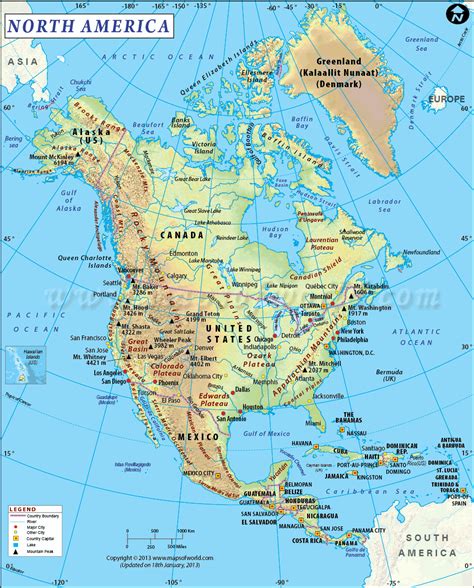 Map Of Northern America And Canada