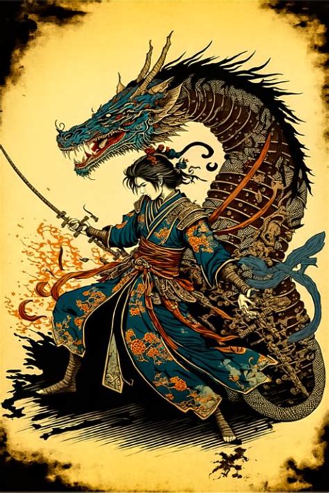 Japanese Samurai Dragon Art