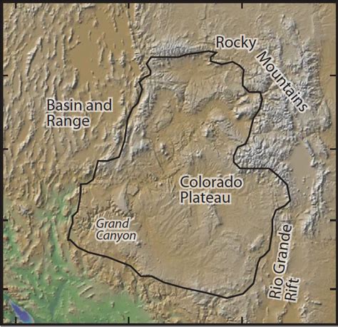 4 Physiographic map depicting the Colorado Plateau, the Grand Canyon ...