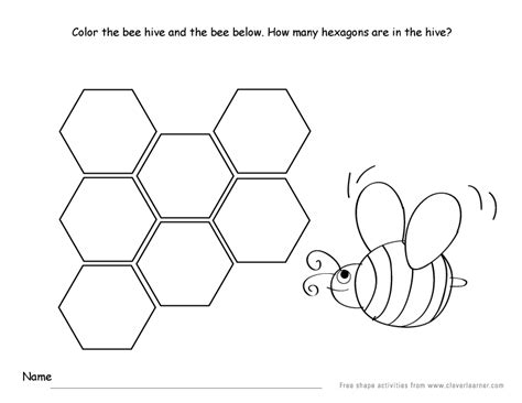 Hexagon shape activity sheets for school children