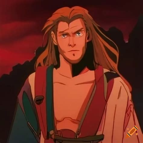 Character design of a vagabond rogue in 80-90's anime ova on Craiyon