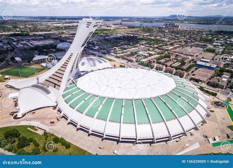 Montreal Olympic Stadium and Tower, Aerial View Editorial Stock Image ...