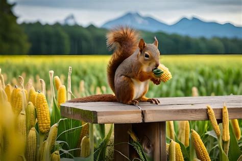 Premium Photo | A squirrel is eating corn